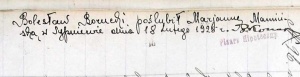 1925 Marriage date written on side margin of 1900 birth record