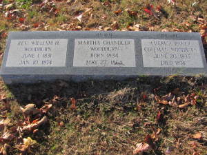 William Woodburn and his two wives are listed on one headstone.